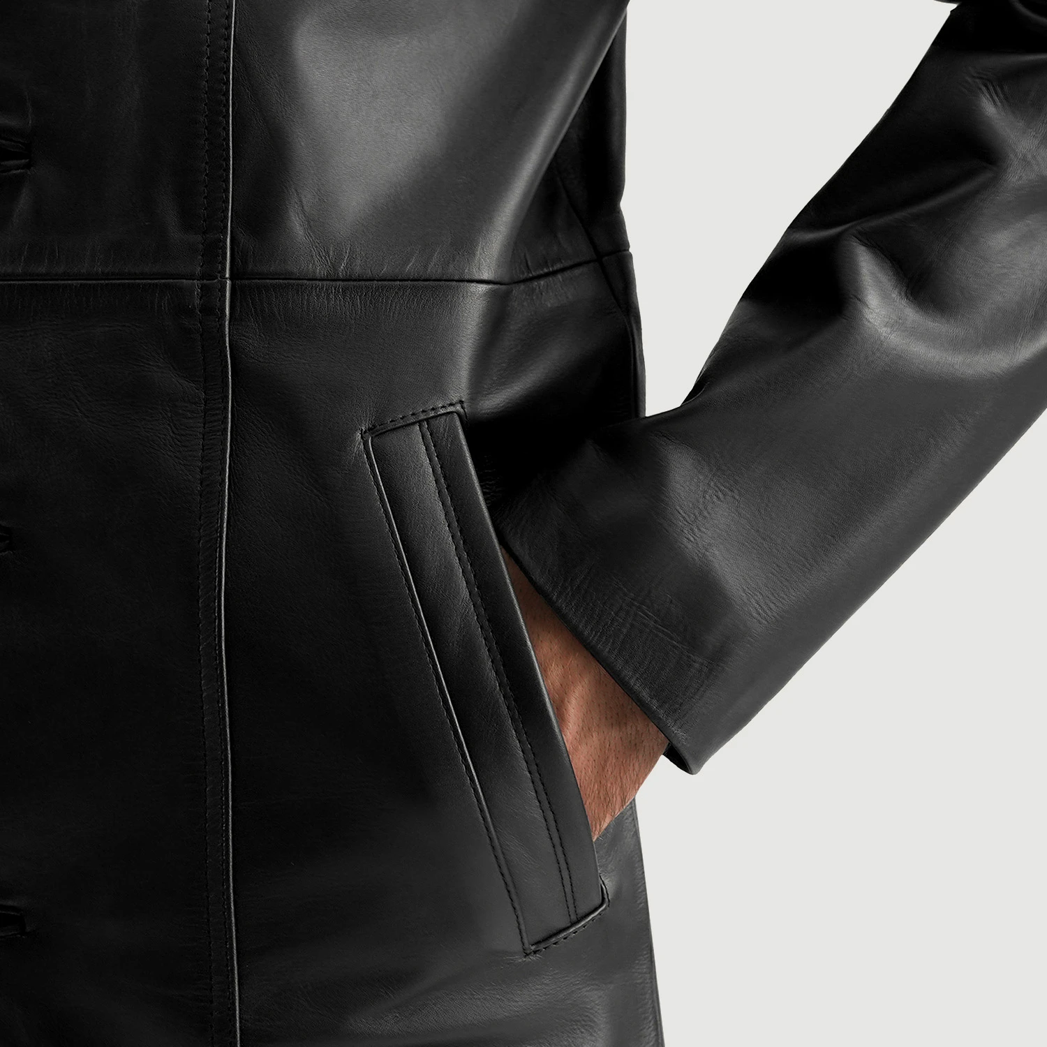 Don Long Black Leather Coat