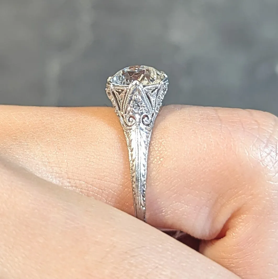 Edwardian 2.36 CTW Old European Cut Diamond Platinum Antique Engagement Ring