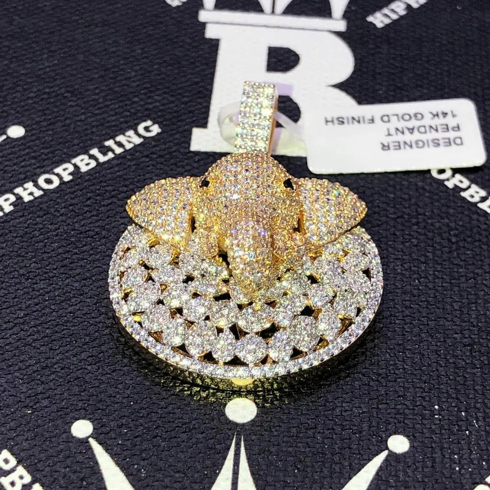 Elephant Medallion CZ Hip Hop Bling Bling Pendant