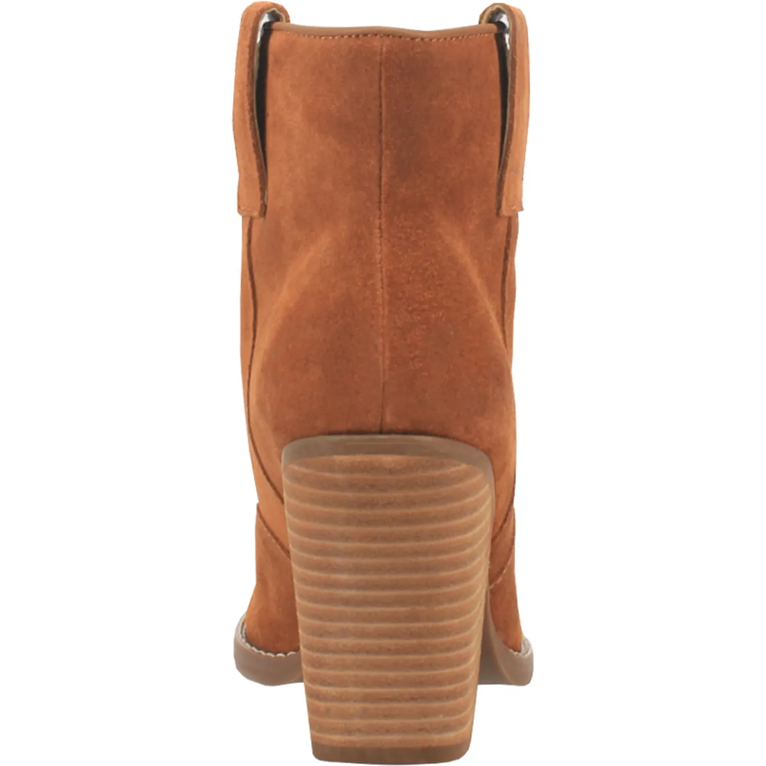 Flannie Whiskey Brown Suede Leather V Cut Front Booties (DS)