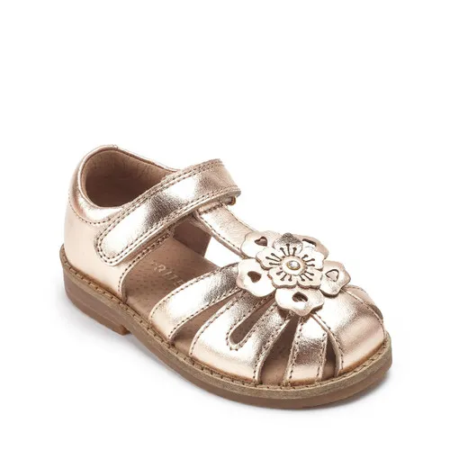 Flora Rose gold metallic leather girls rip-tape sandals