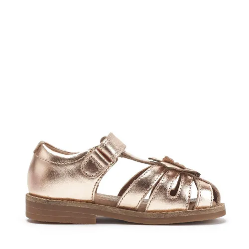 Flora Rose gold metallic leather girls rip-tape sandals