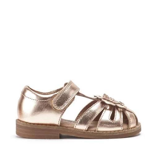 Flora Rose gold metallic leather girls rip-tape sandals