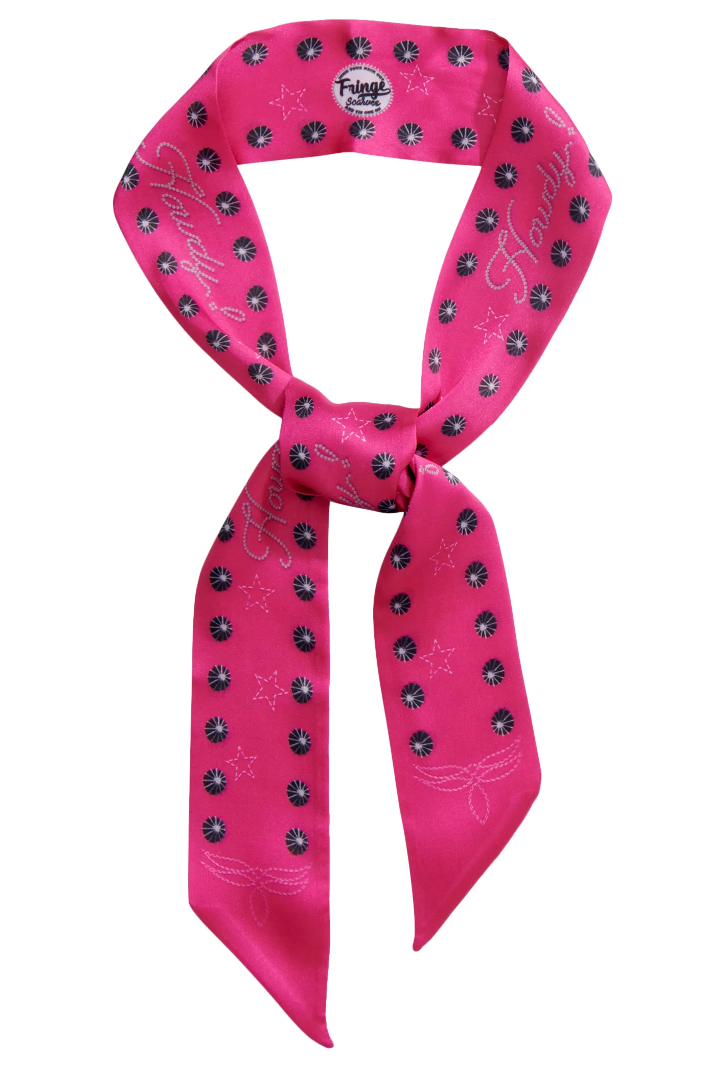 Fringe Scarves Hot Pink & Howdy & Studs Print Twilly