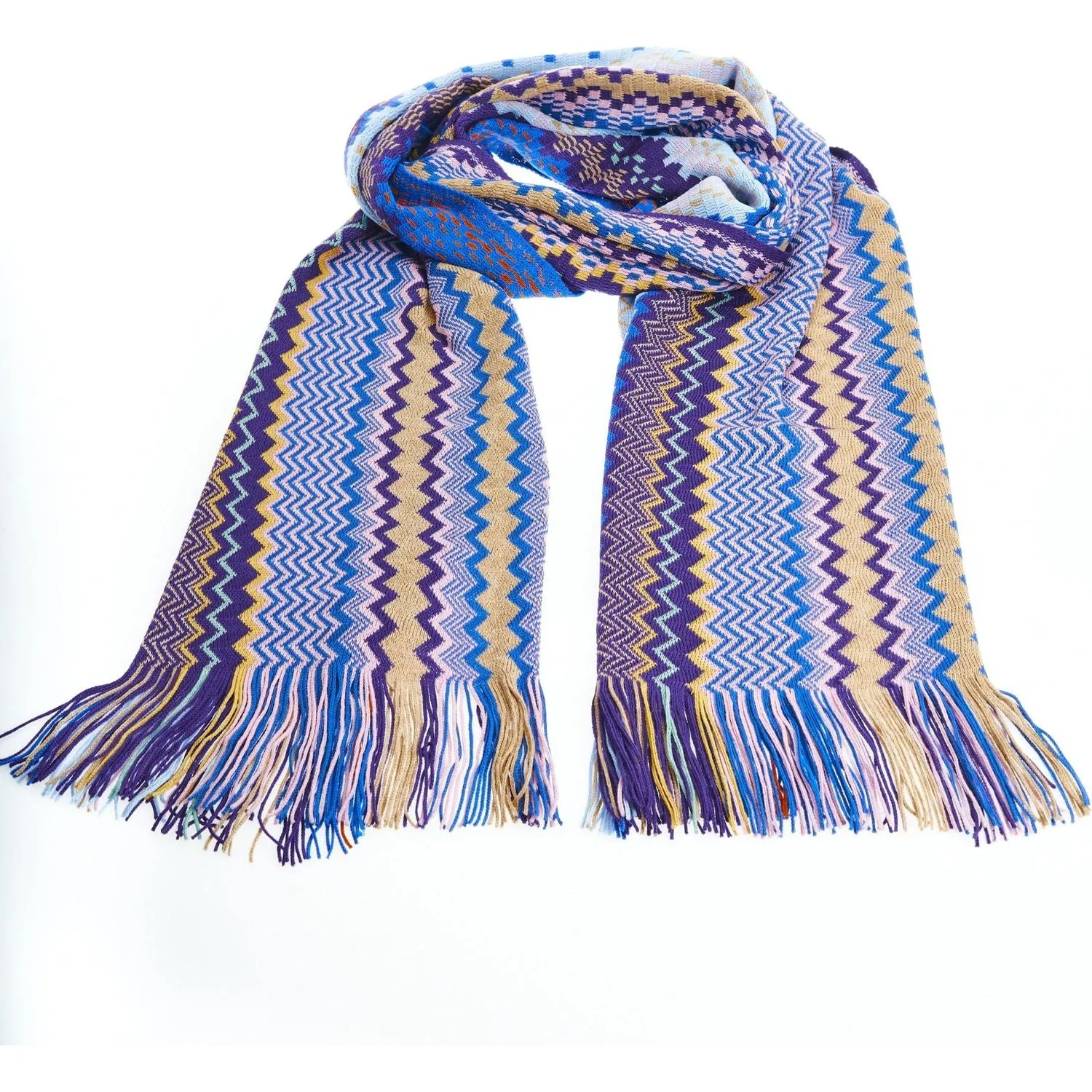 Geometric Pattern Fringed Luxury Scarf