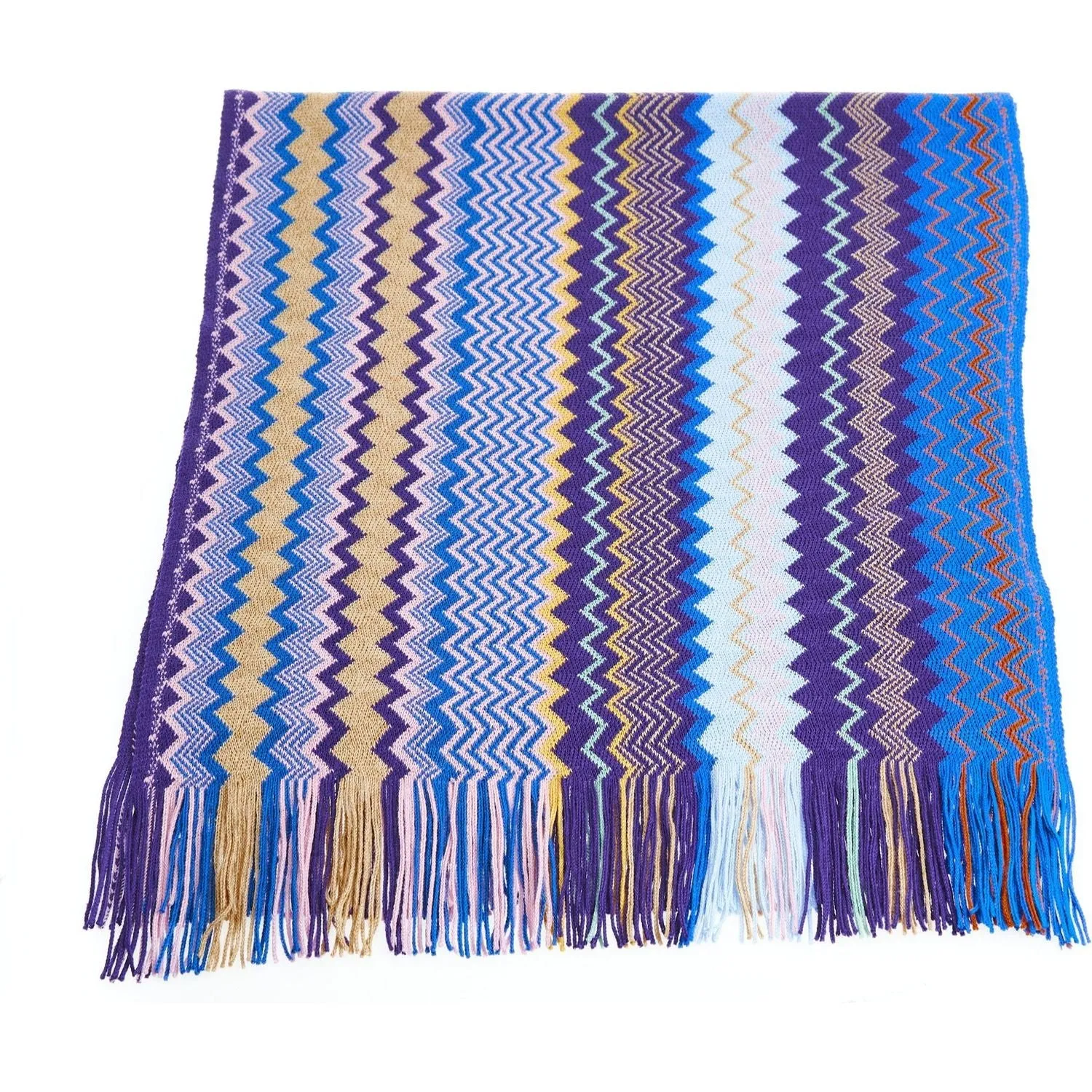 Geometric Pattern Fringed Luxury Scarf