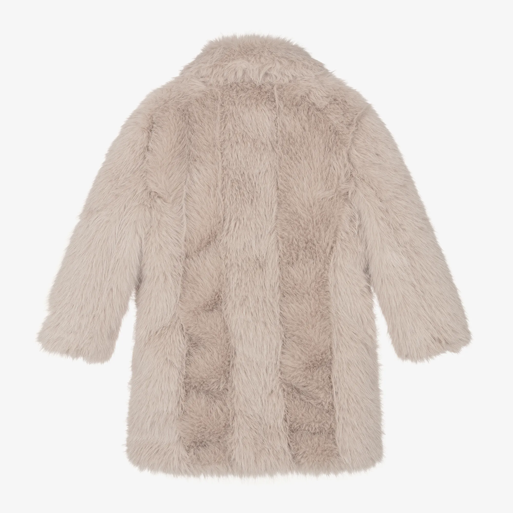 Girls Beige Faux Fur Coat