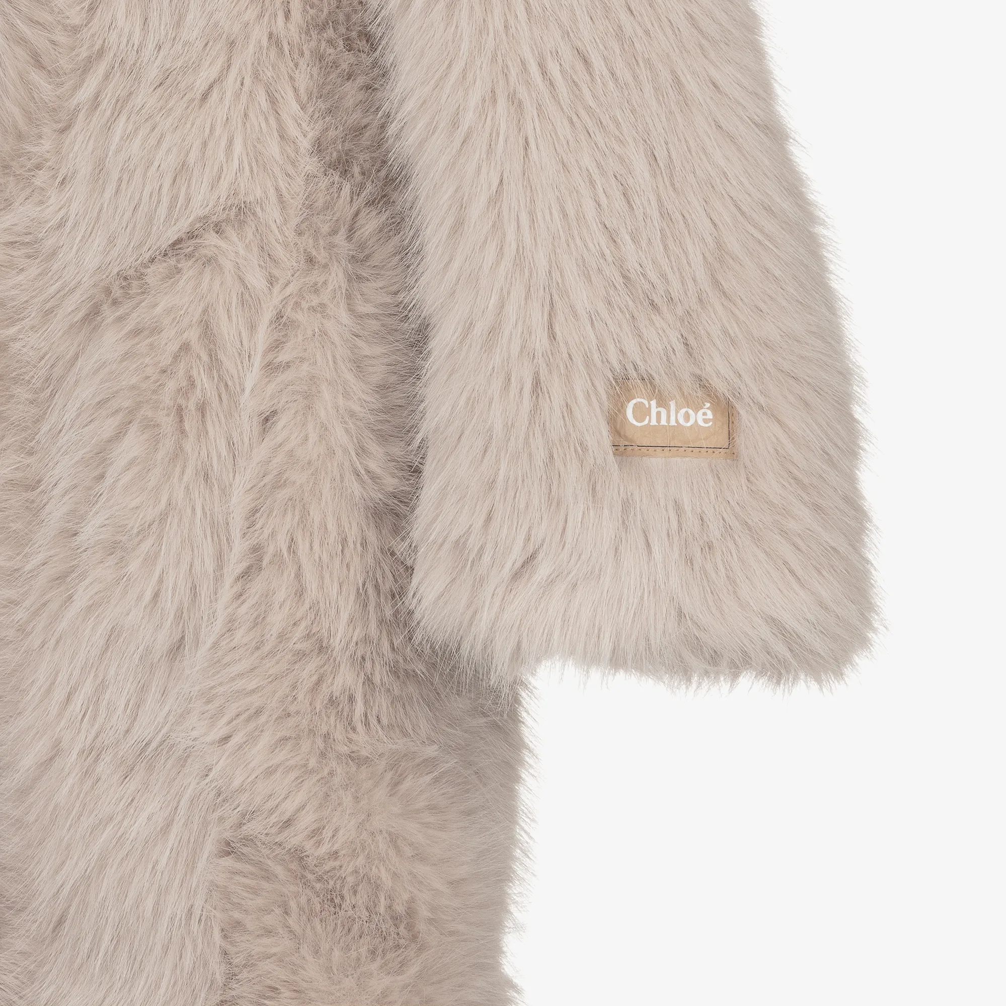 Girls Beige Faux Fur Coat