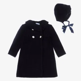 Girls Blue Knitted Coat Set