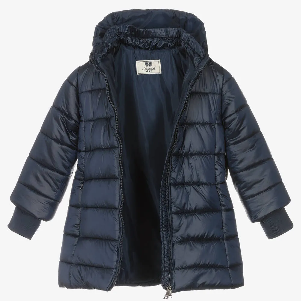 Girls Navy Blue Puffer Coat