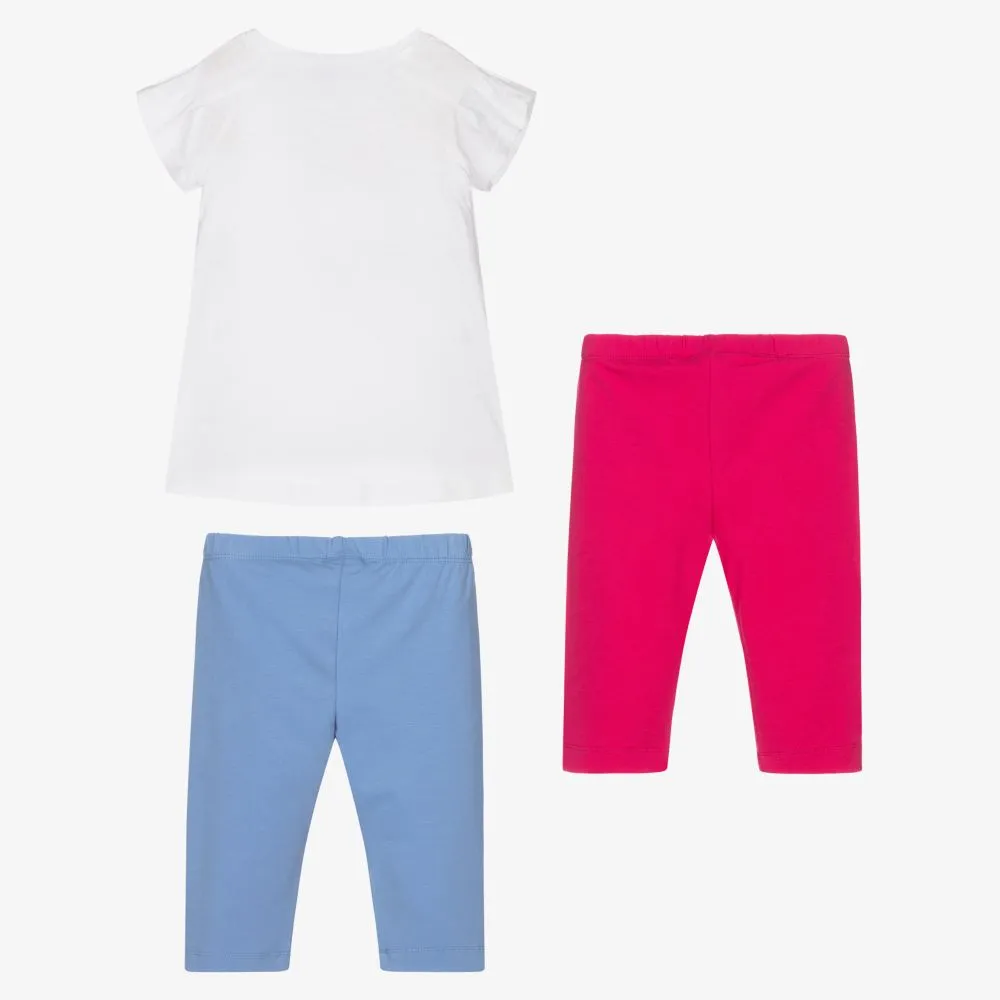 Girls Pink & Blue Leggings Set