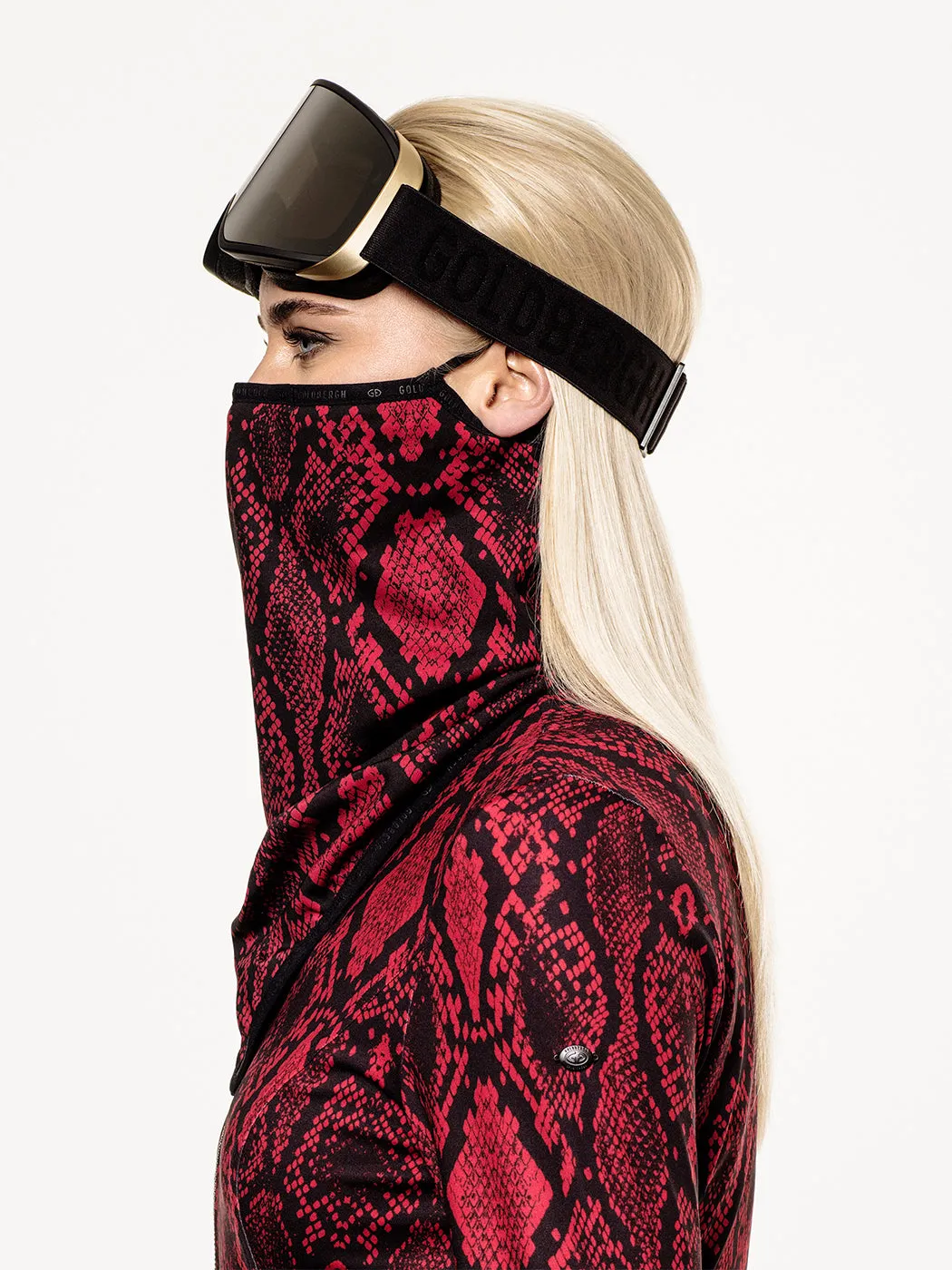 Goldbergh Marf Red Python Print Face Mask