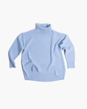  High Neck Knit Sweater Blue 