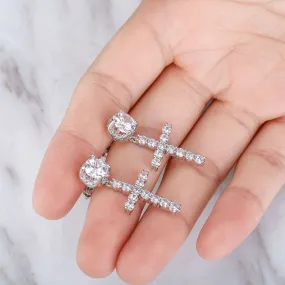 Iced Out Cubic Zirconia Cross Drop Women's Earrings Classic Fashion Jewelry