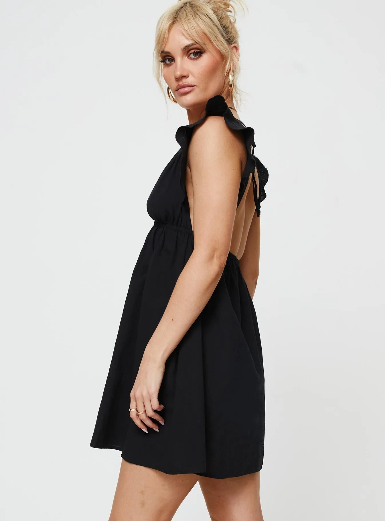 Koen Flutter Sleeve Mini Dress Black