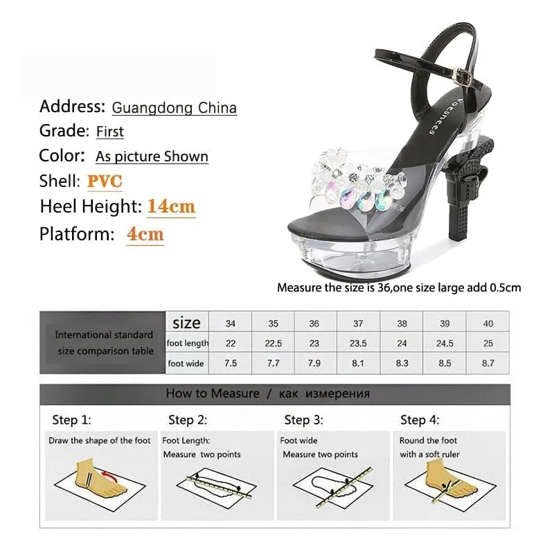 LED Glowing Sexy Sandals Ultra-Heeled Rhinestones Pistol Pumps for Women