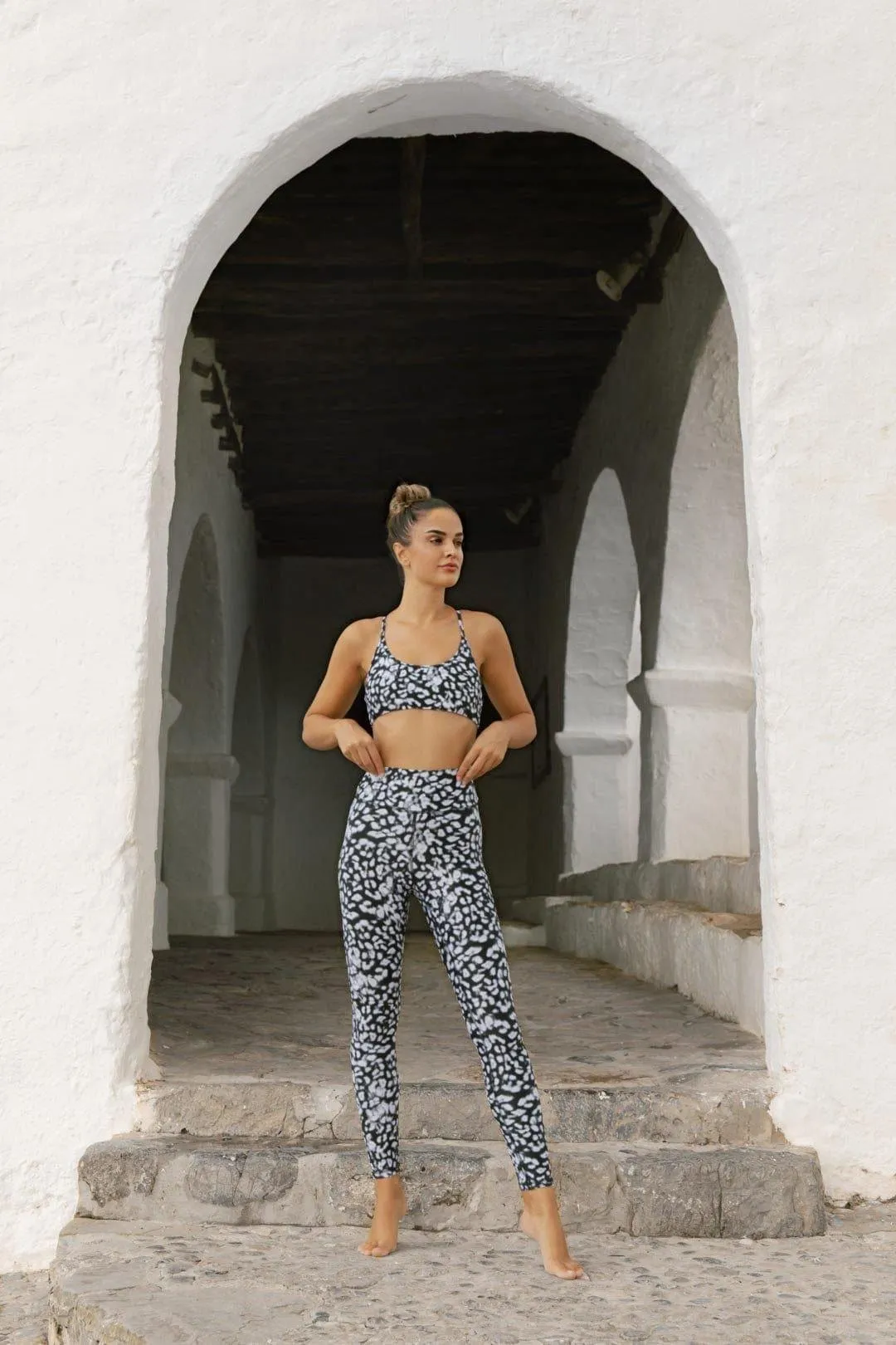 Leggings | Malala Leopard Print Stretchy Yoga Leggings High Rise Active Pants | Dancing Leopard