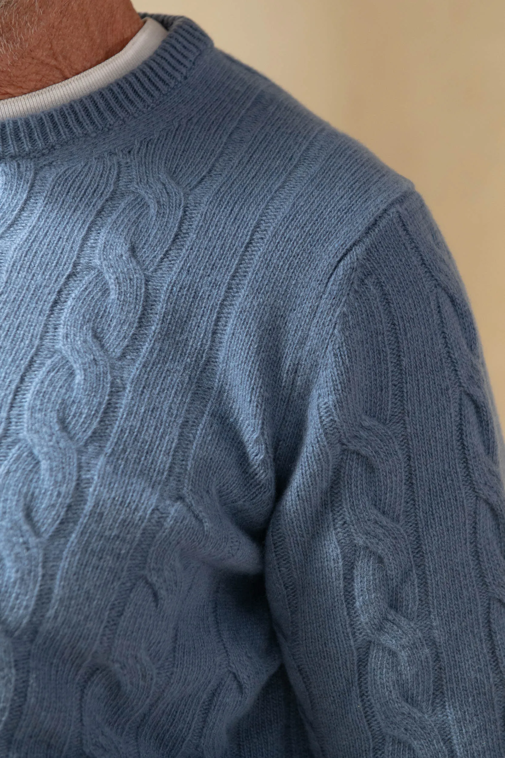 Light blue cable knit sweater – Made in italy