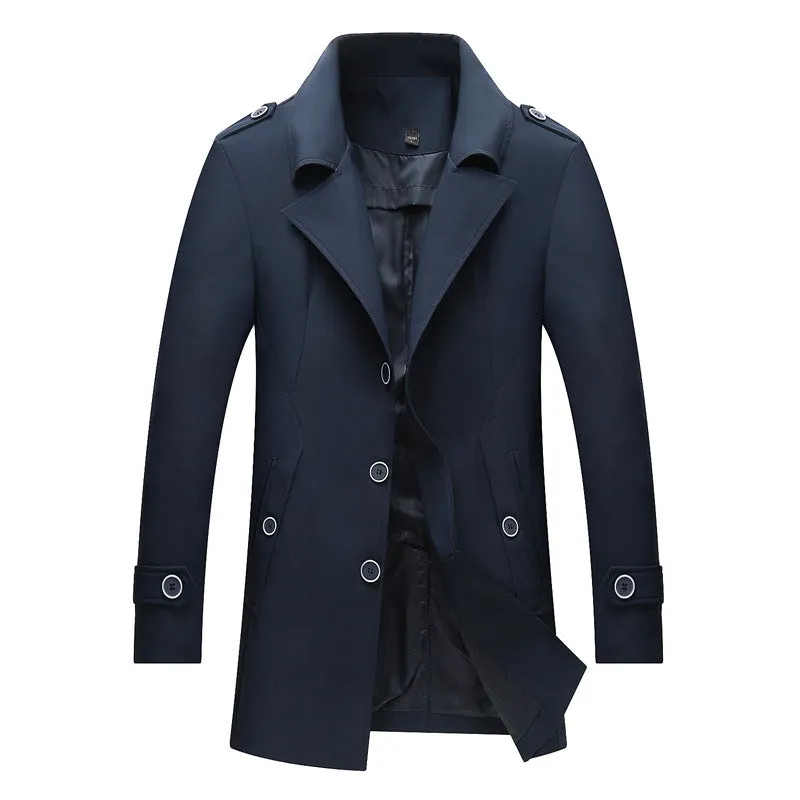 Long Single Breasted Lapel Trench Coat