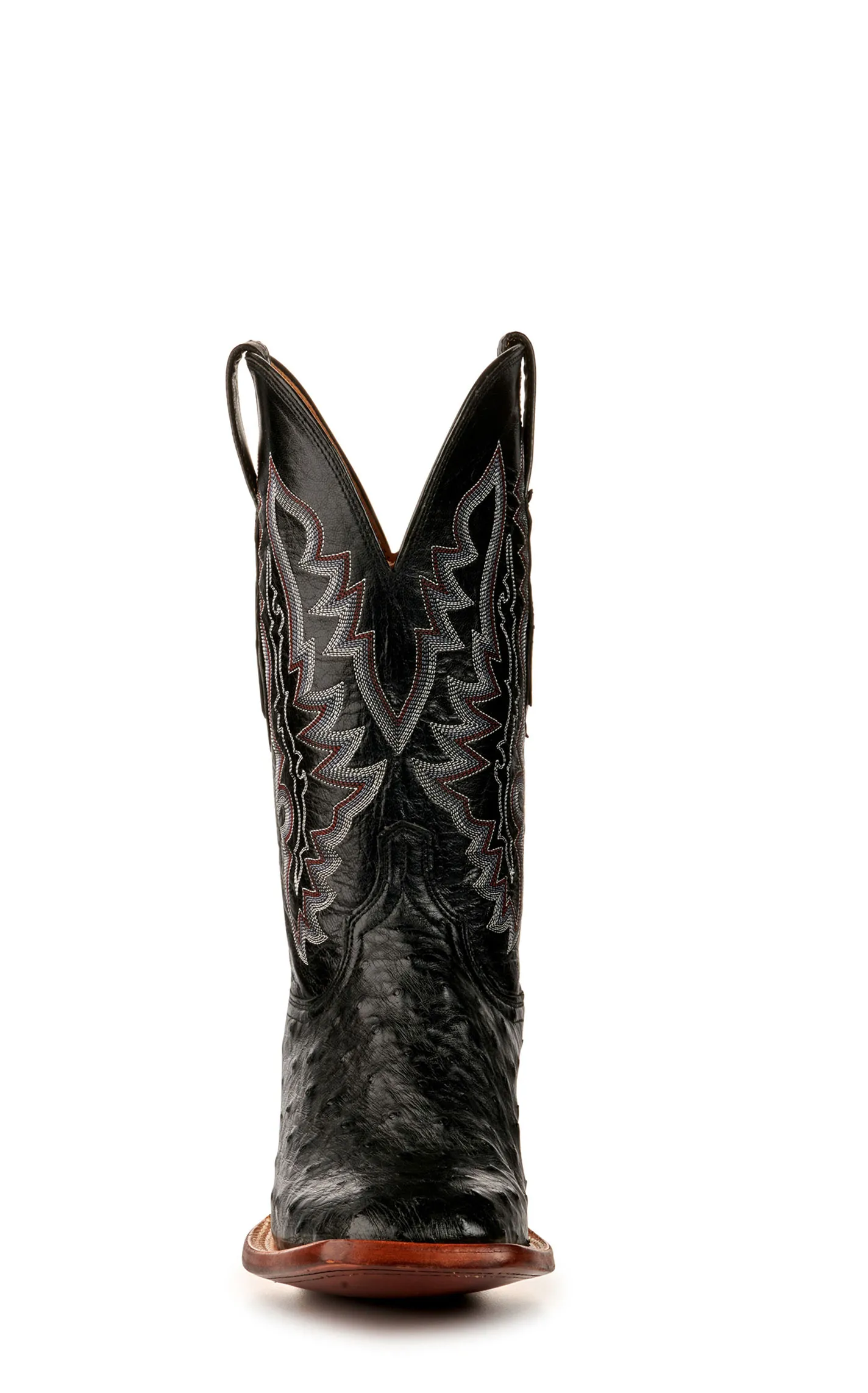 Lucchese Men's Black Full Quill Ostrich Wide Square Toe Exotic Cowboy Boots