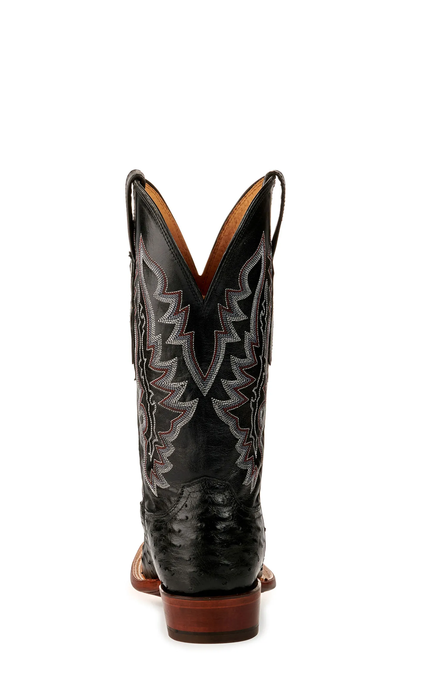 Lucchese Men's Black Full Quill Ostrich Wide Square Toe Exotic Cowboy Boots