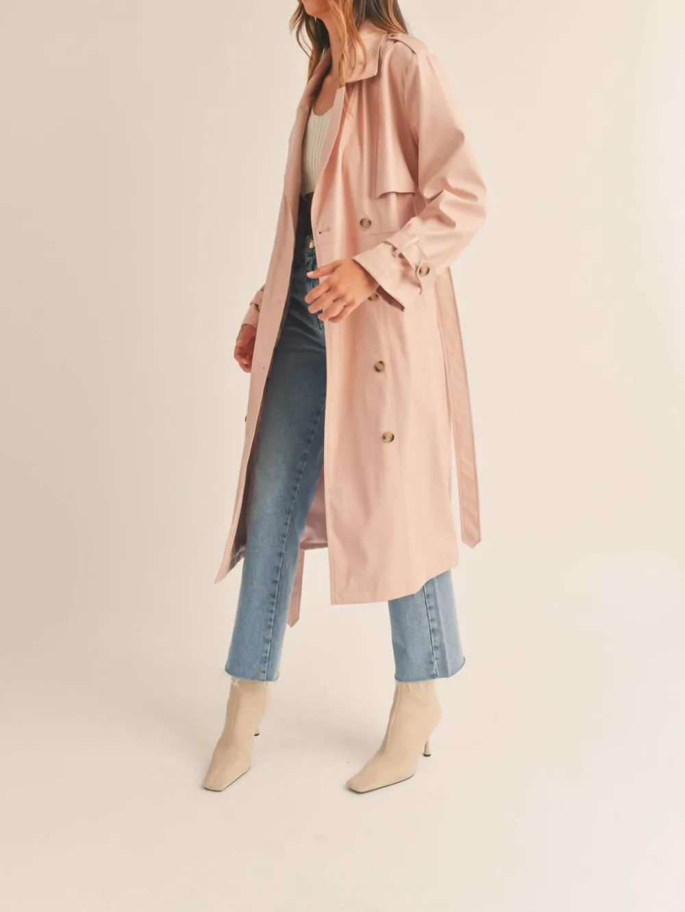 MABLE - Faux Leather Trench Coat