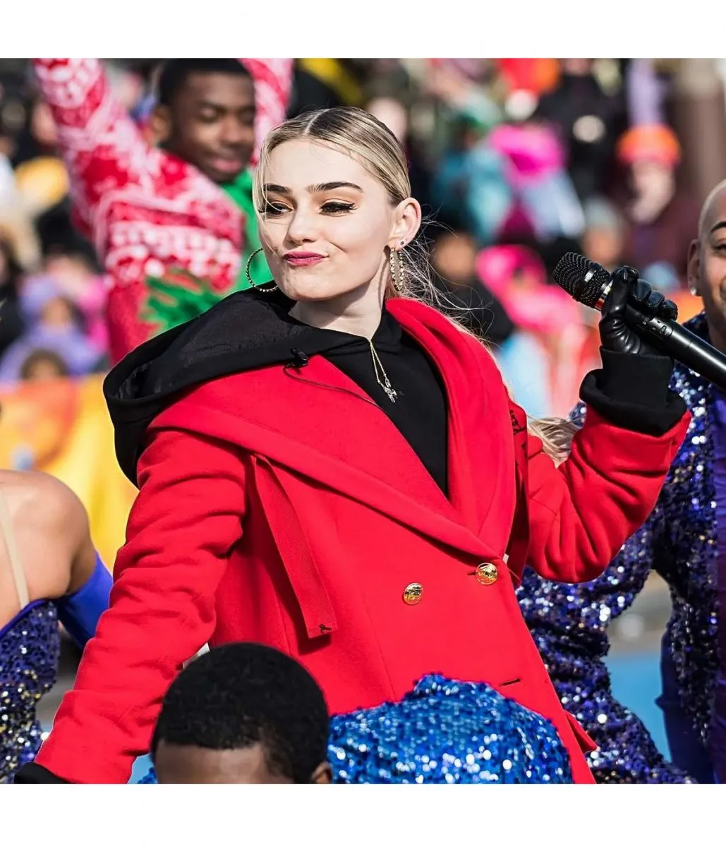 Meg Donnelly 100th Thanksgiving Day Red Coat