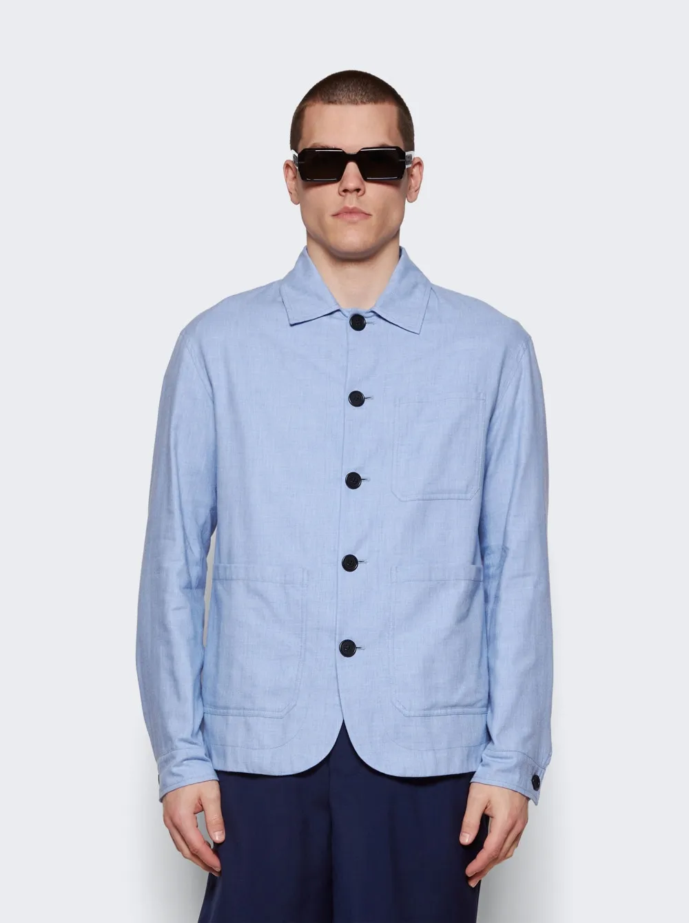 Meta Campania Collective   Julian Self Lined Shirt Jacket Chambray Blue 