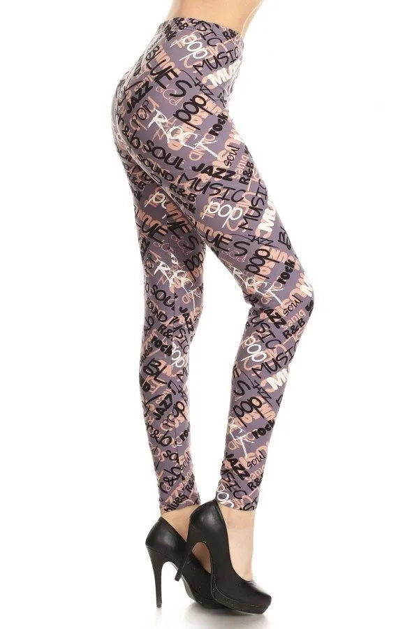 Music Print Leggings