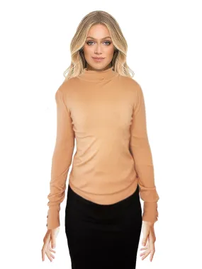 On Twelfth Button Sleeve Mock Neck Sweater