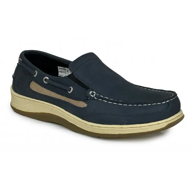 Orca Bay  Mens Largs Navy Suede Leather Slip-On Sports Deck Shoes