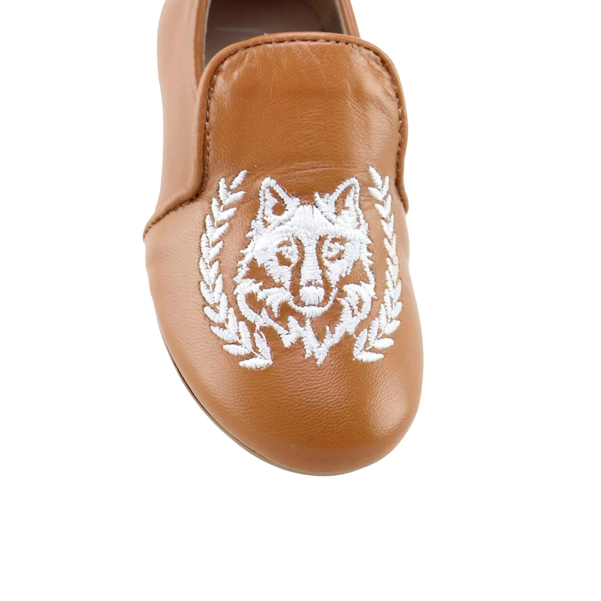 Papanatas Camel Wolf Embroidered Smoking Loafer