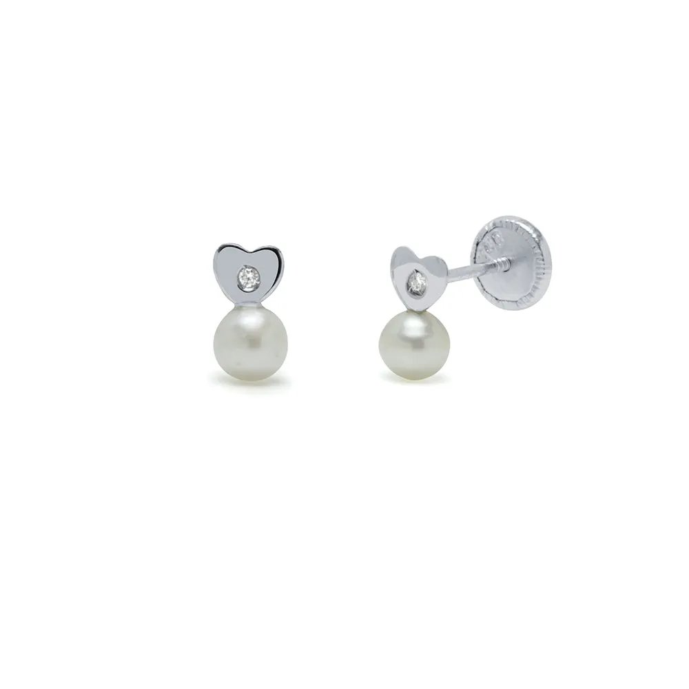 Pendientes Bebés Tu y Yo Corazón Diamante Natural y Oro 18k