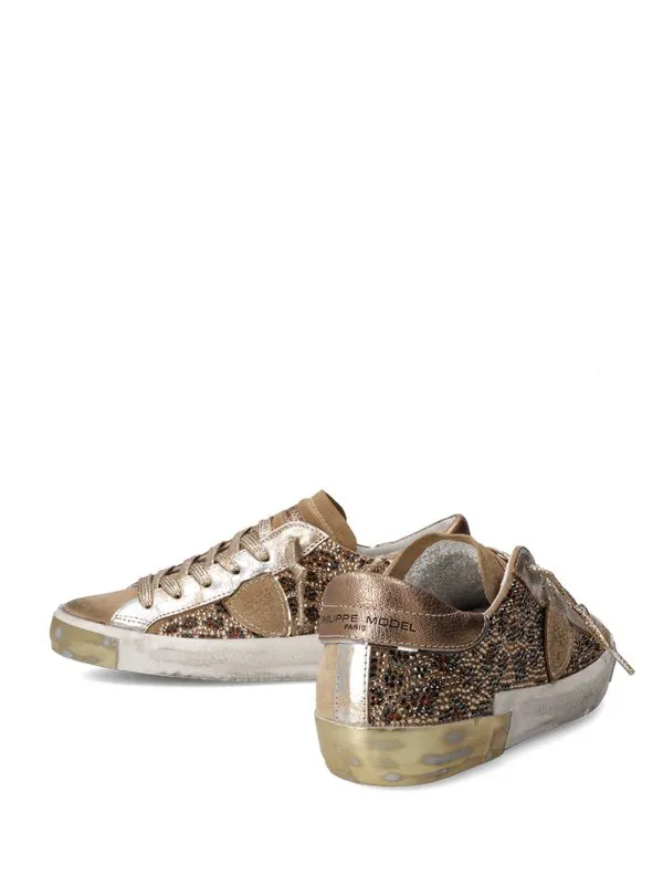 Philippe Model Sneaker Donna Prsx Low Gold Leopardata