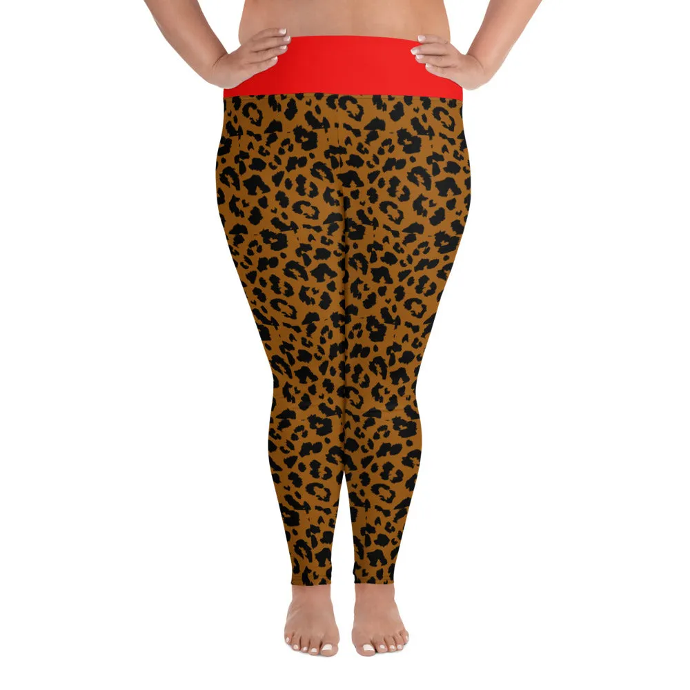 Plus Size Leggings Leopard and Red