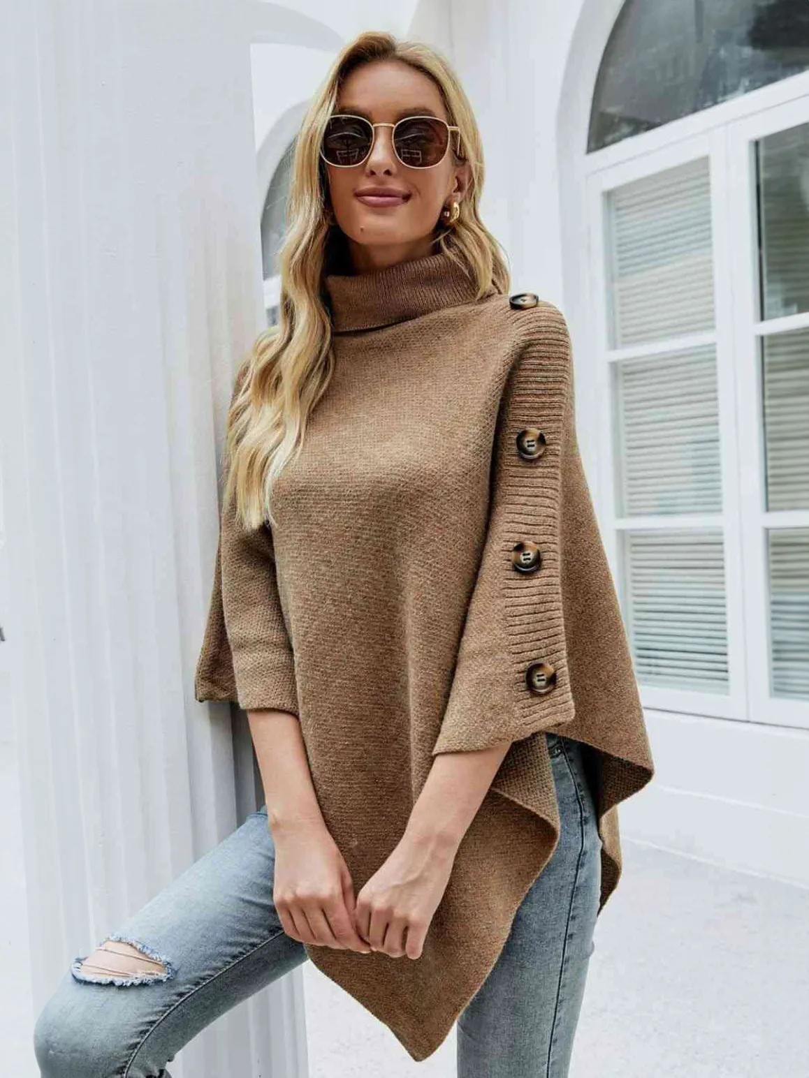 Poncho For Women High Collar Cape Spring Outerwear