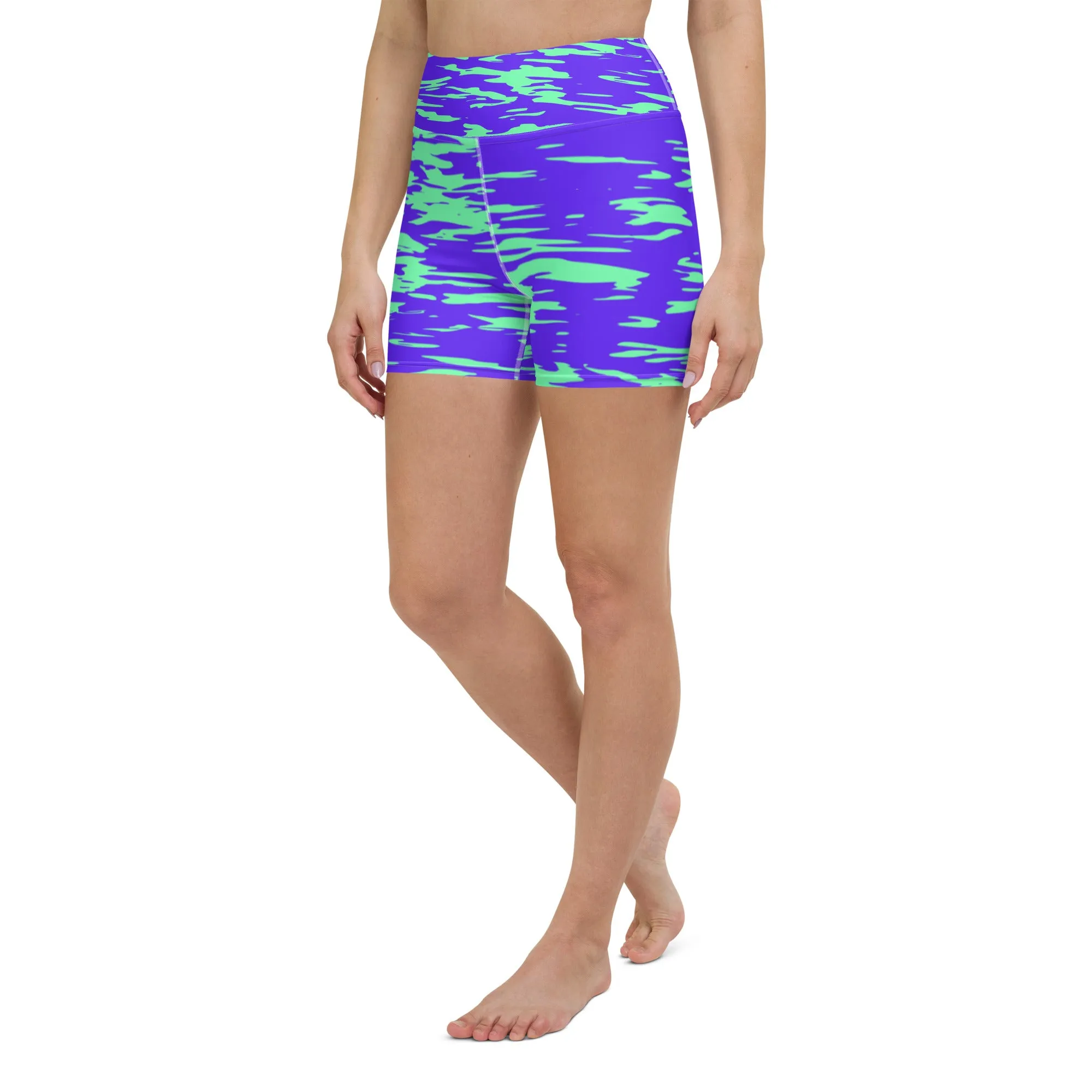 Purple Mint Rave Zebra Stripe Rave Ready Yoga Shorts w/ Inside Pocket