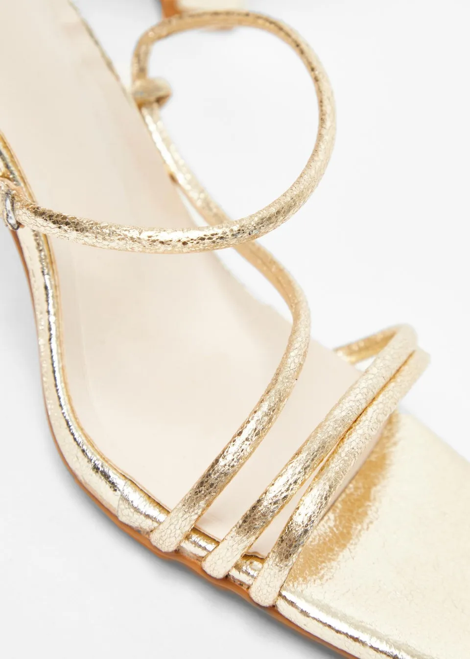 Quiz Gold Faux Leather Strappy Heeled Sandals