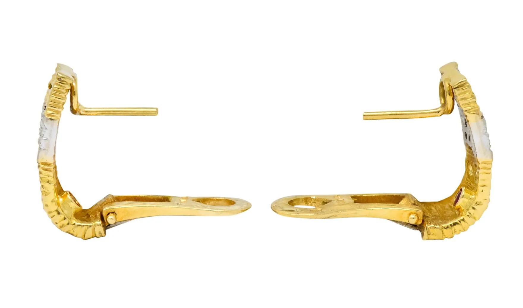 Roberto Coin Diamond 18 Karat Two-Tone Gold Italian Elephantina Earrings