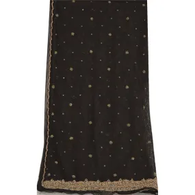 Sanskriti Vintage Black Long Dupatta Stole Net Mesh Veil Hand Beaded Scarves