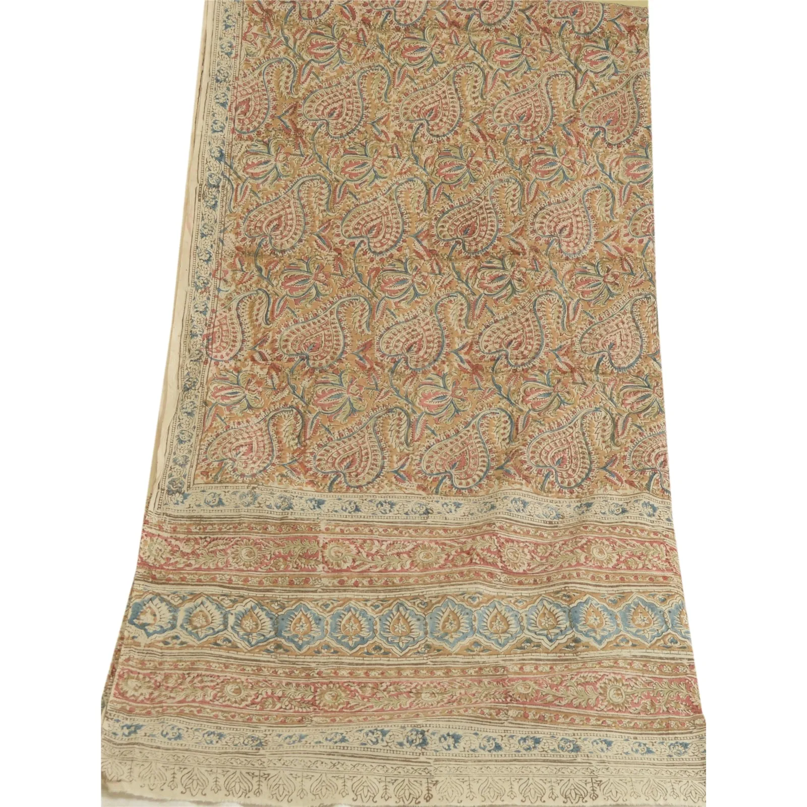 Sanskriti Vintage Dupatta Long Stole Cotton Kalamkari Hand-Block Printed Scarves