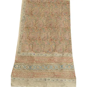 Sanskriti Vintage Dupatta Long Stole Cotton Kalamkari Hand-Block Printed Scarves