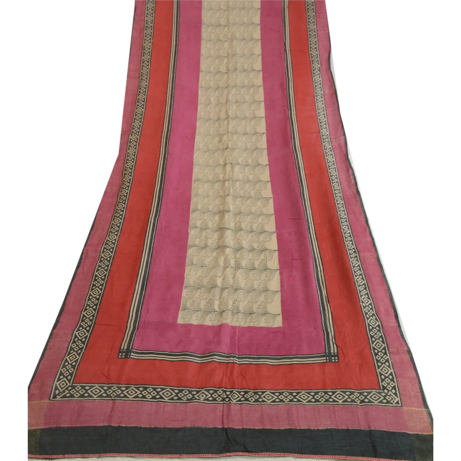 Sanskriti Vintage Long Dupatta Stole 100% Pure Silk Hand-Block Printed Scarves