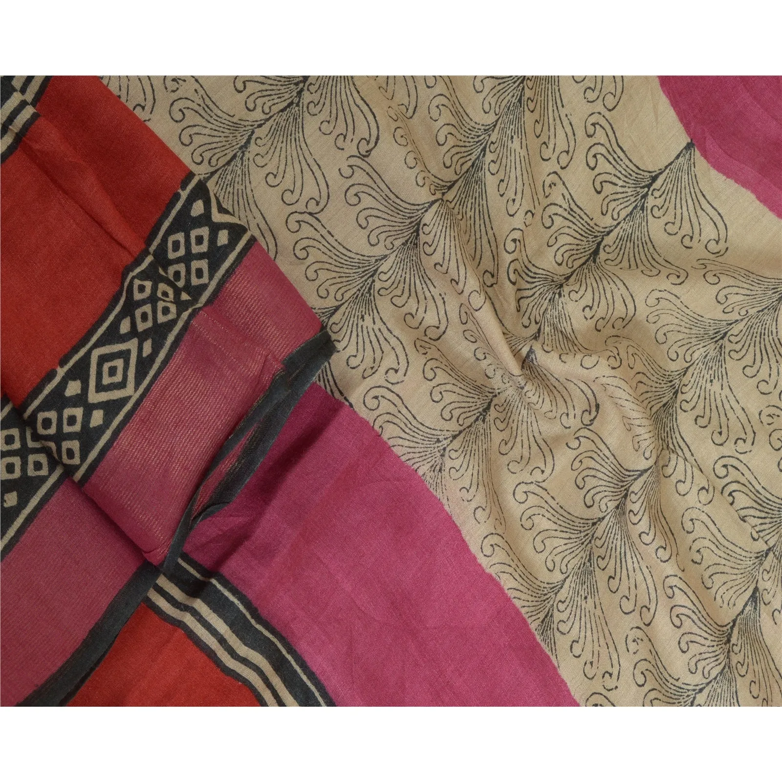 Sanskriti Vintage Long Dupatta Stole 100% Pure Silk Hand-Block Printed Scarves