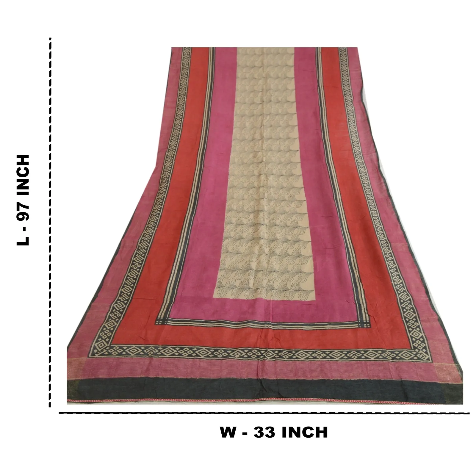 Sanskriti Vintage Long Dupatta Stole 100% Pure Silk Hand-Block Printed Scarves