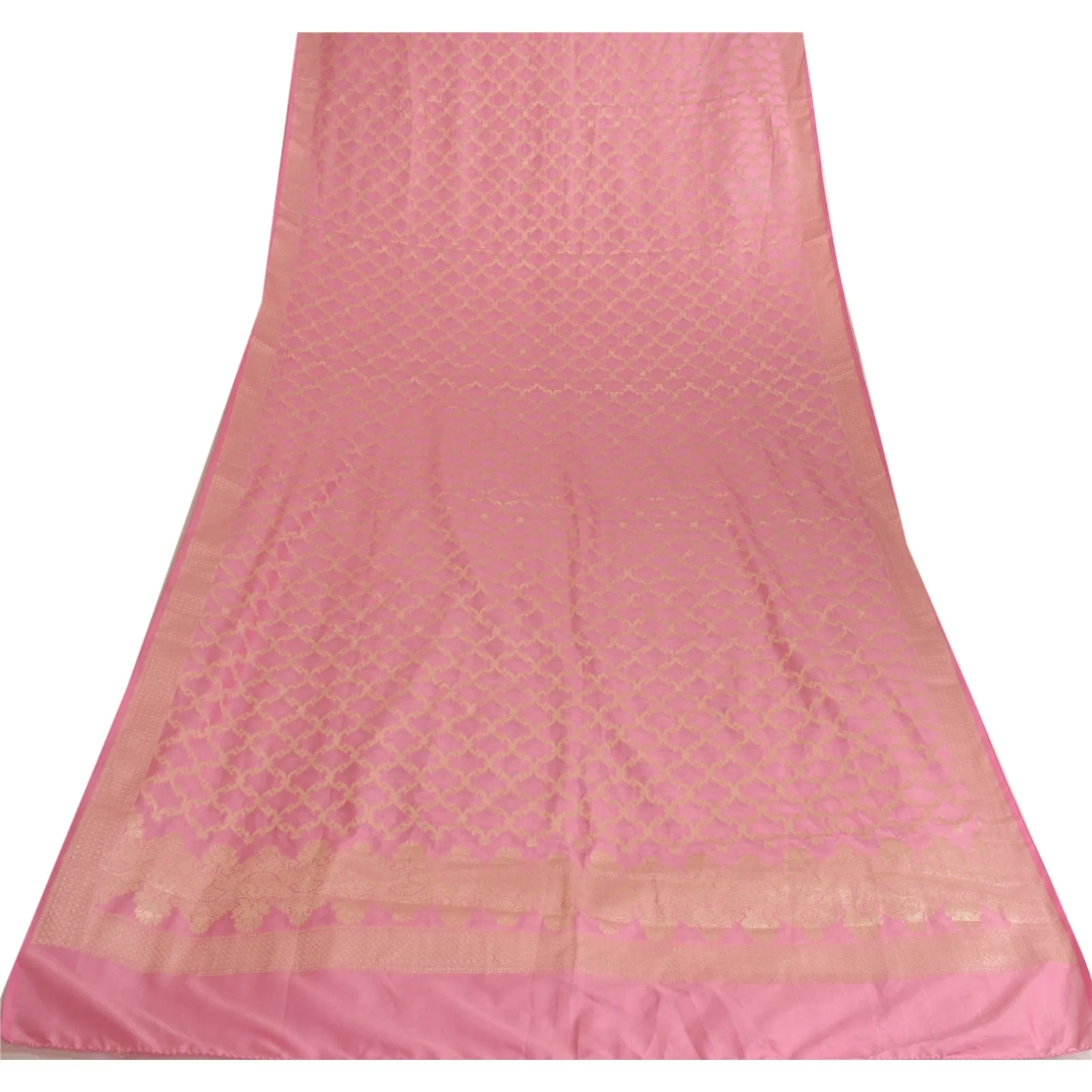 Sanskriti Vintage Pink Long Dupatta Stole Art Silk Hijab Woven Wrap Scarves