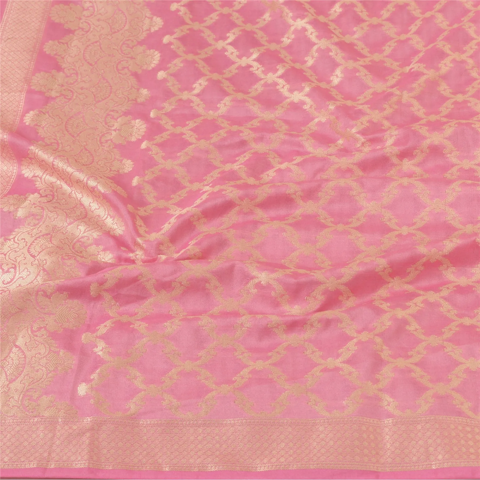 Sanskriti Vintage Pink Long Dupatta Stole Art Silk Hijab Woven Wrap Scarves