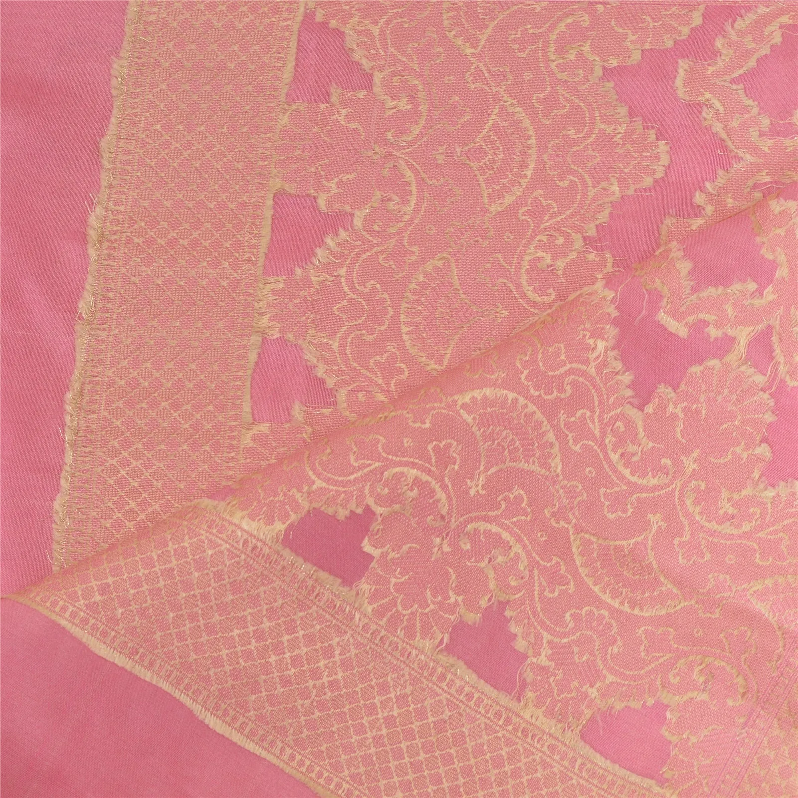 Sanskriti Vintage Pink Long Dupatta Stole Art Silk Hijab Woven Wrap Scarves