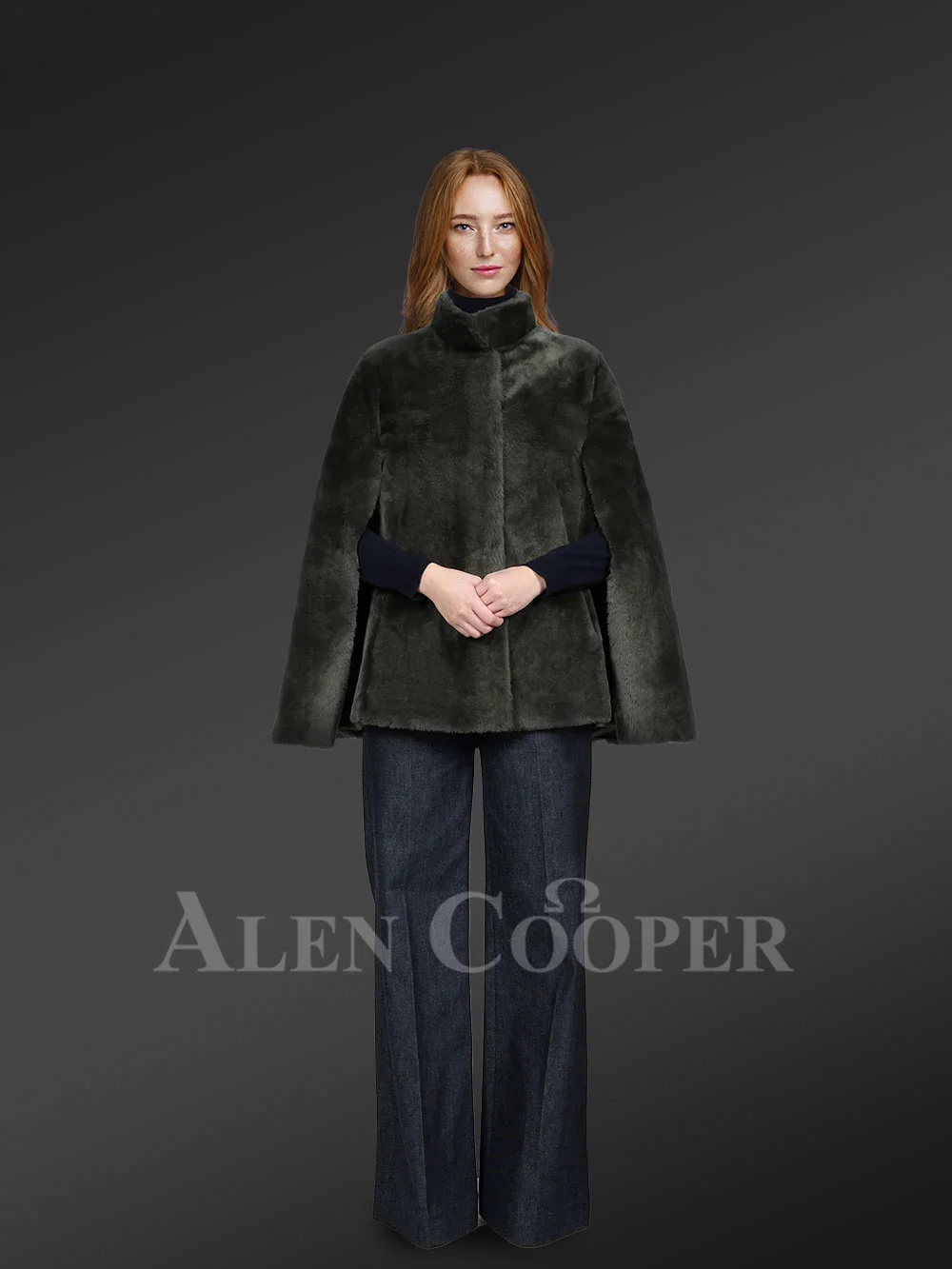 Sheepskin coat in Olive Green Mouton Finish