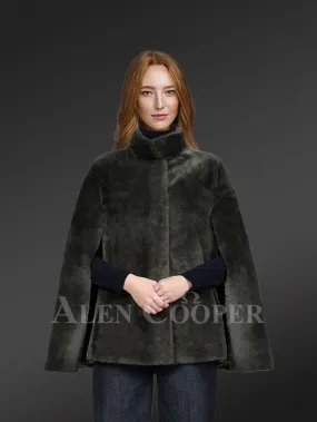 Sheepskin coat in Olive Green Mouton Finish